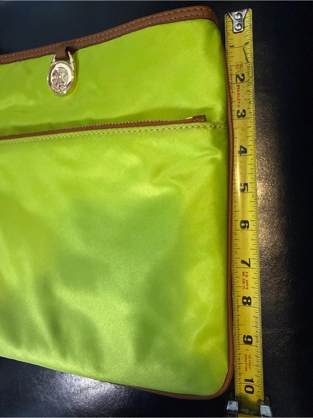 Michael Kors Lime Green Crossbody Bag Nylon Kempton Gold Hardware Missing Strap